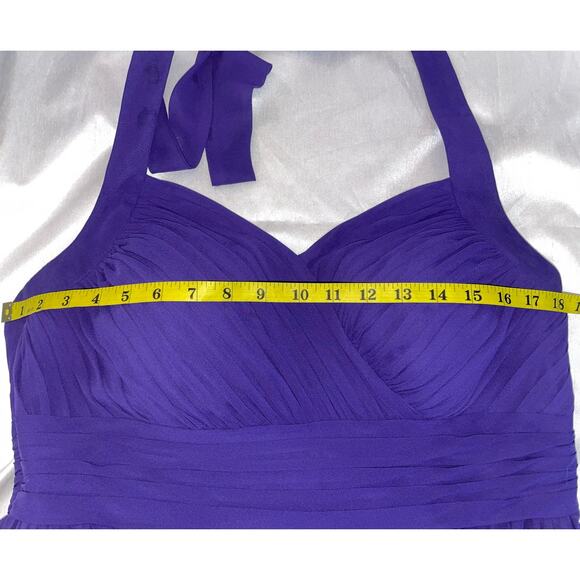 Beautiful Azazie Halter Dress‎ in Grape Chiffon - Size C (14 ) - Built in Cups - Picture 7 of 10